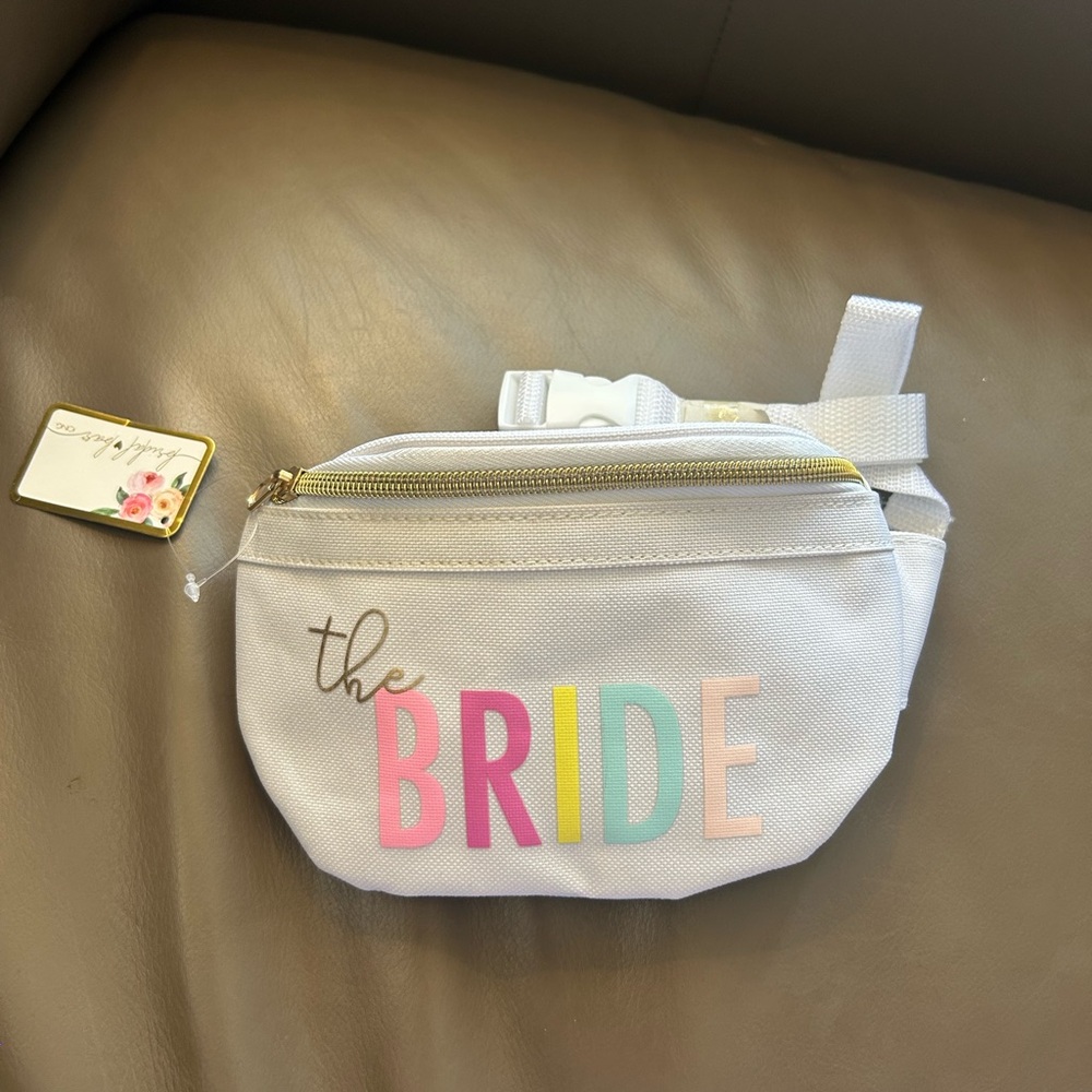 Packed Party White Fanny Bag with Colorful 'BRIDE' Design